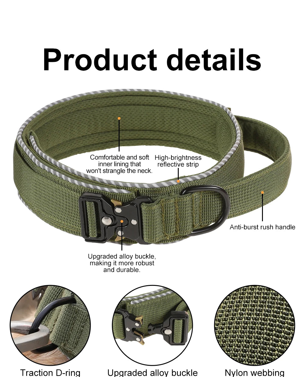 Forgetail TrailGuard Tactical Dog Collar | Adjustable Military Style Collar
